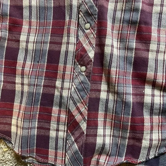VTG‎ 90s Wrangler Plaid Flannel Pearl Snap Shirt Men XL Long-Sleeve Heavyweight - Picture 3 of 11